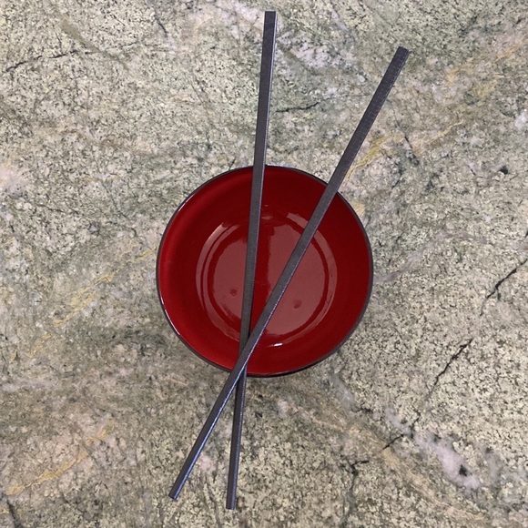 Black Metal Chopsticks Abstract Design Set of 2 - Picture 6 of 6